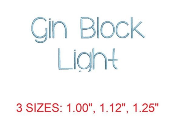 Gin Block Light Embroidery Font: Elegant Simplicity for Craft Fair Staples